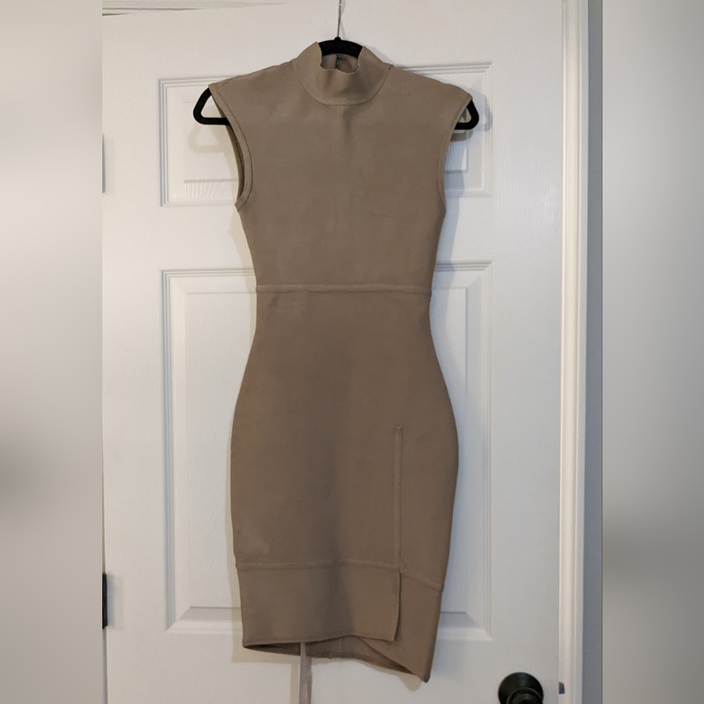 Pascale' Taupe Backless Bandage Dress Bodycon